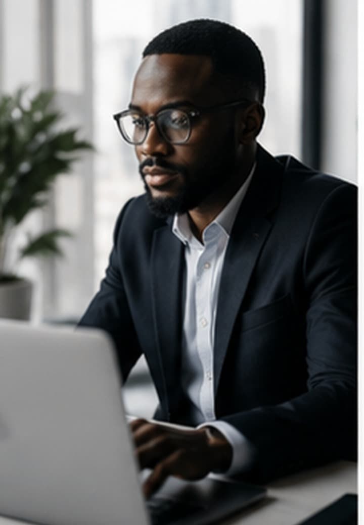 Consultant premium travaillant sur ordinateur